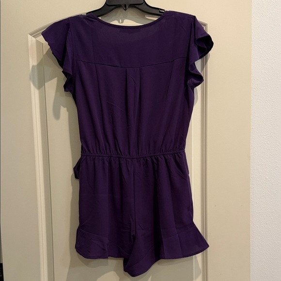 She + Sky Deep Purple V-Neck Romper - Picture 3 of 3